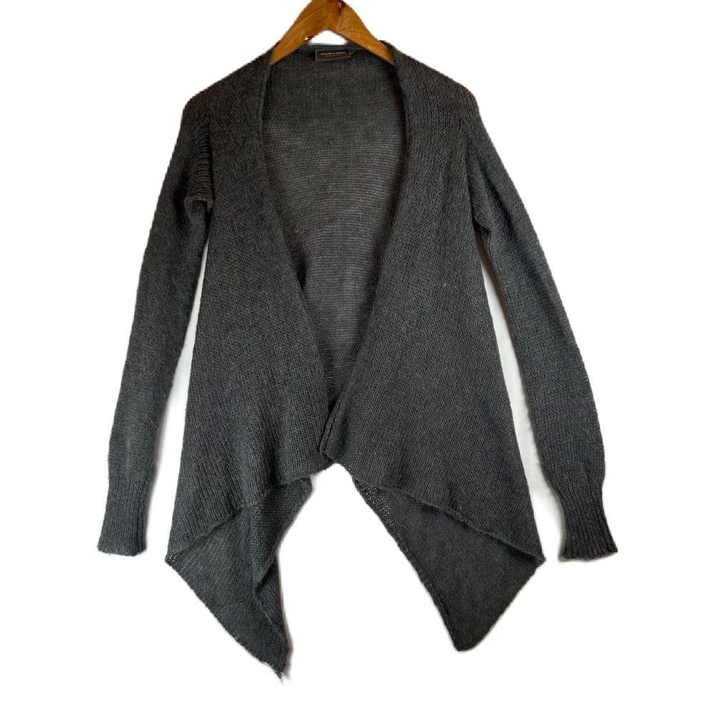 Wooden Ships Paola Buendia Mohair Wool Blend Open Cardigan Charcoal Grey S/M